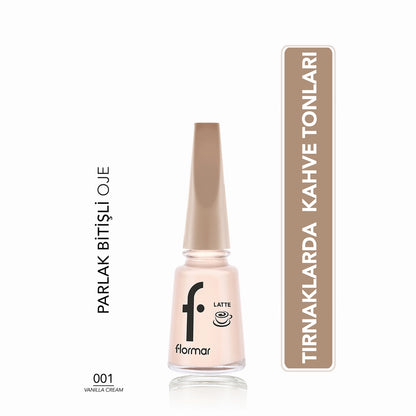 Flormar Intense Color and Shiny Look Brown Tone Nail Polish 001 Vanilla Cream
