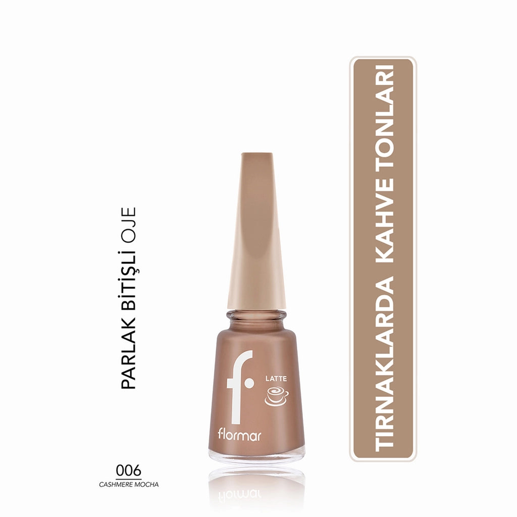 Flormar Intense Color, Shiny Look Brown Tone Nail Polish 009 Creamy Latte