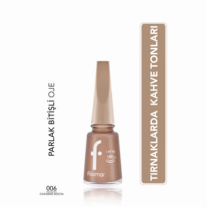 Flormar Intense Color, Shiny Look Brown Tone Nail Polish 009 Creamy Latte