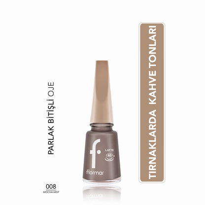 Flormar Intense Color, Shiny Look Brown Tone Nail Polish 009 Creamy Latte