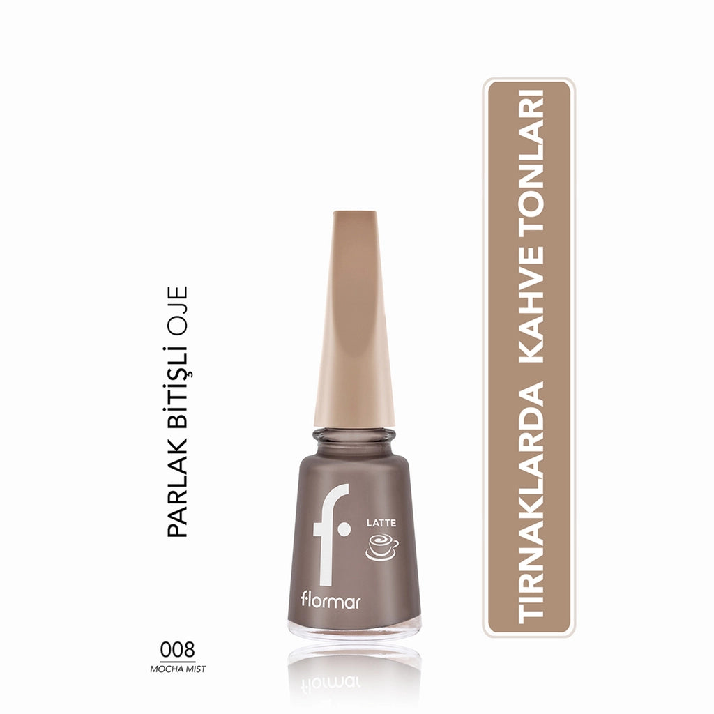 Flormar Intense Color and Shiny Look Brown Tone Nail Polish 001 Vanilla Cream
