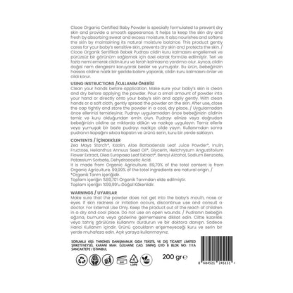 Clooe Organic Baby Powder 200 gr