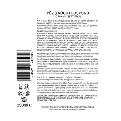 Clooe Organic Baby Face &amp; Body Lotion 250 ml