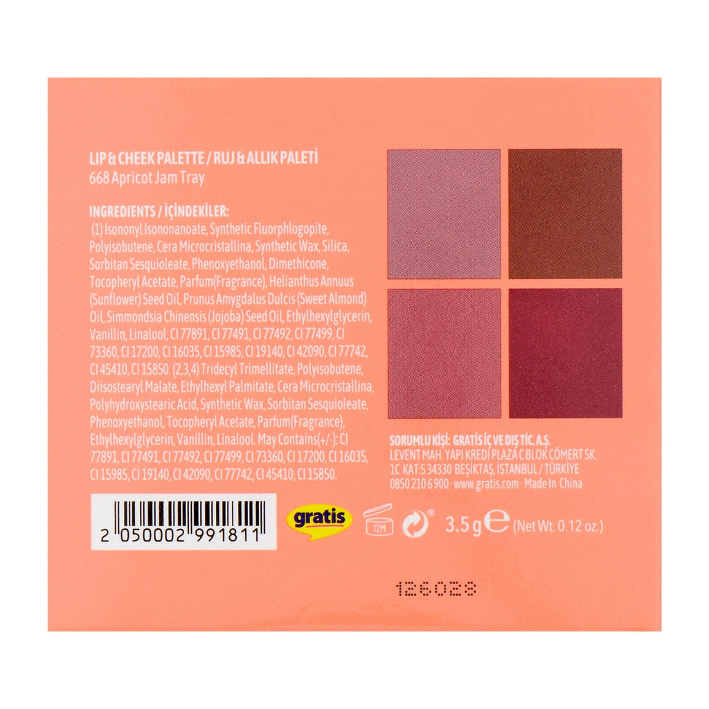 LYKD Retrolicious Lipstick &amp; Blush Palette 668 Apricot Jam Tray