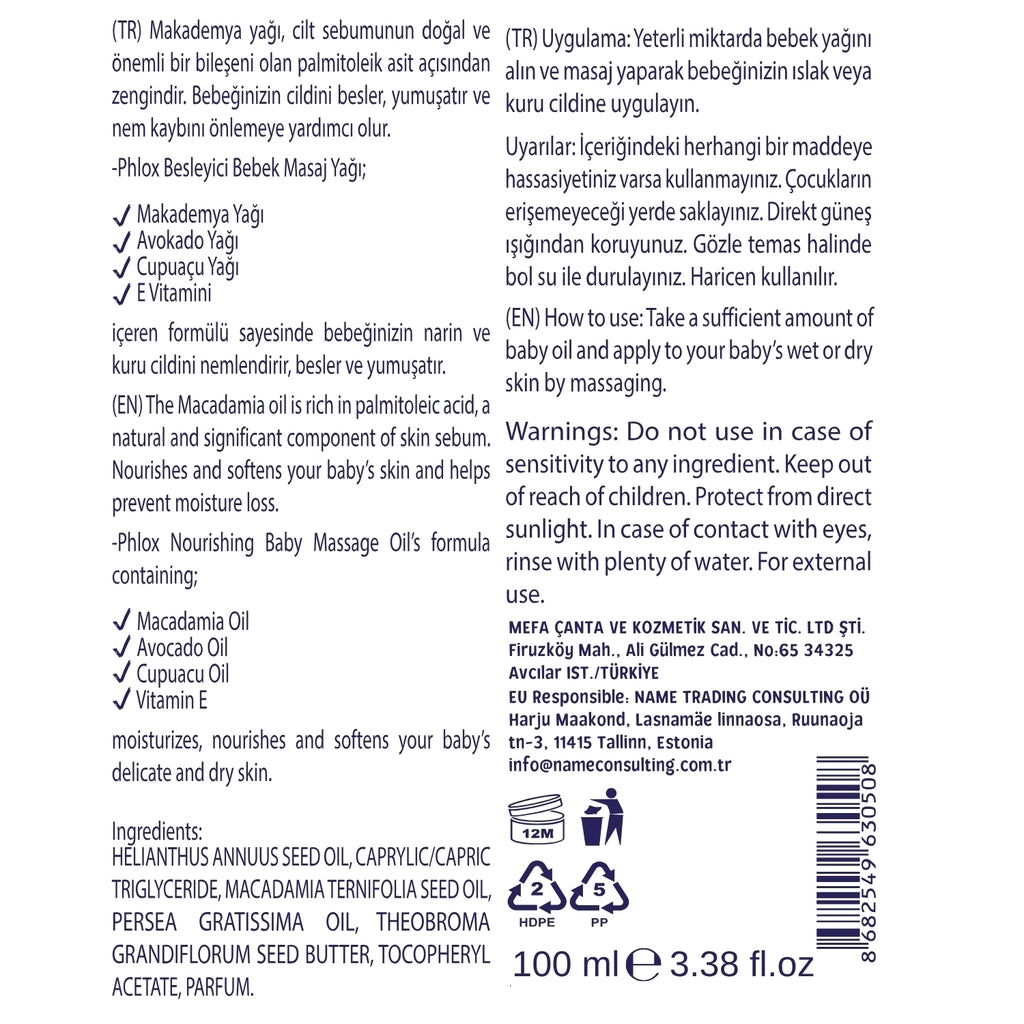 Phlox Nourishing Baby Massage Oil 100 ml