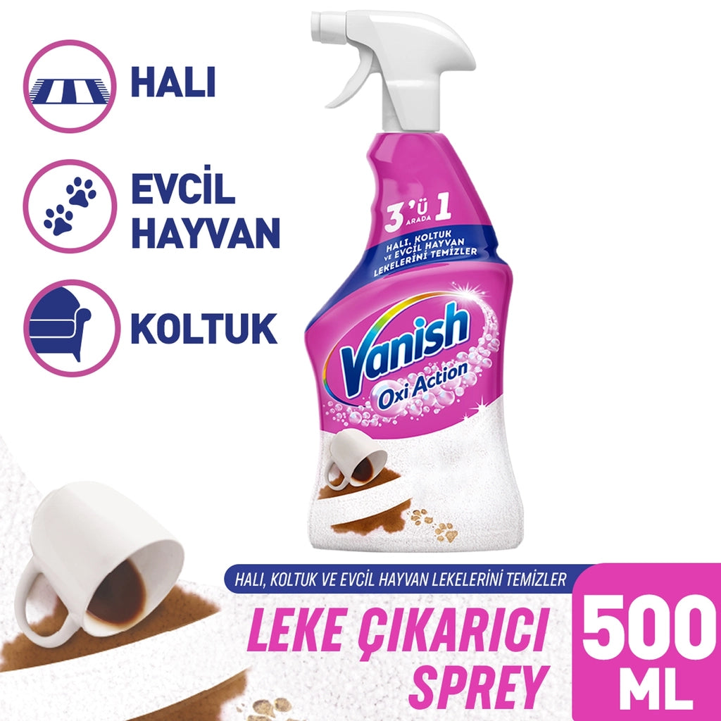 Vanish 3 in 1 Stain Remover Spray for Carpet, Sofa and Pet Stains 500 ml