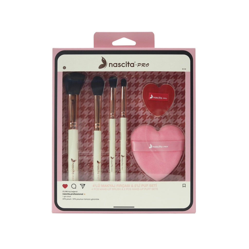 Nascita 4-Piece Makeup Brush &amp; 2-Puff Set (Set 2)