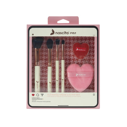 Nascita 4-Piece Makeup Brush &amp; 2-Puff Set (Set 2)