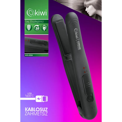 Kiwi Portable Hair Straightener with Rechargeable Lithium Battery KHS-2034