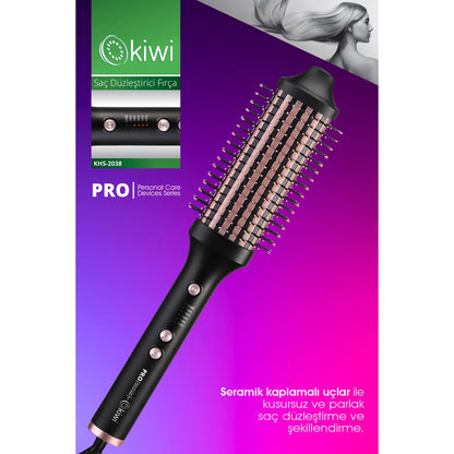 Kiwi Ceramic Coated Hair Straightener Brush KHS-2038