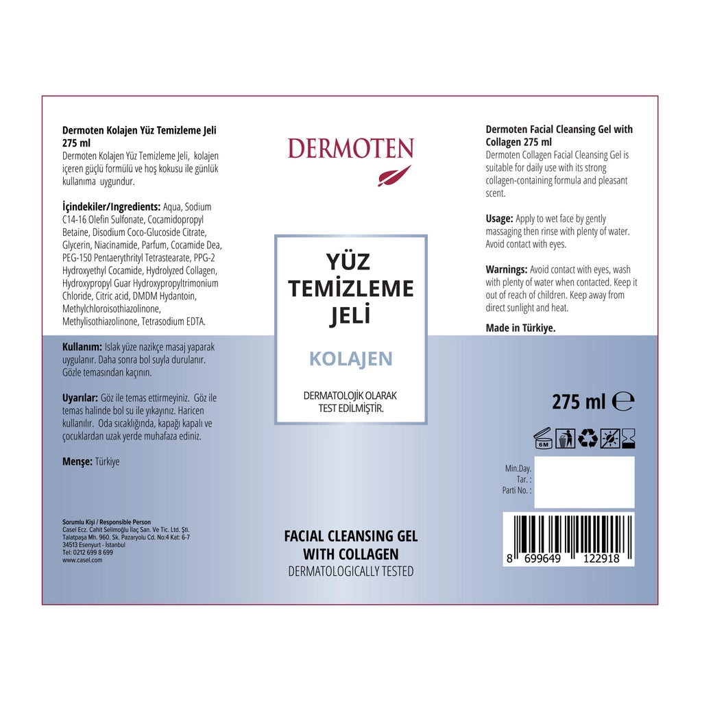 Dermoten Facial Cleansing Gel with Collagen 275 ml