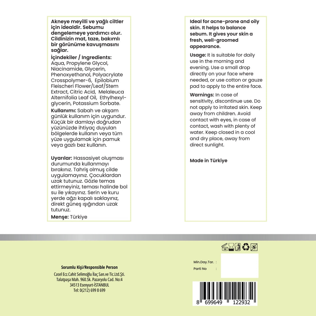 Dermoten Anti-Acne Skin Care Serum Containing Niacinamide and Tea Tree Oil 30 ml