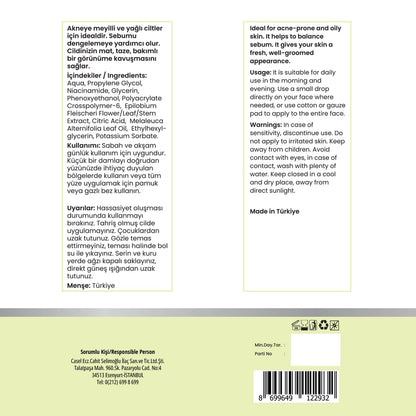 Dermoten Anti-Acne Skin Care Serum Containing Niacinamide and Tea Tree Oil 30 ml