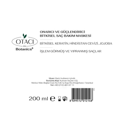 Otacı Botanics Repairing and Strengthening Herbal Hair Care Mask 200 ml
