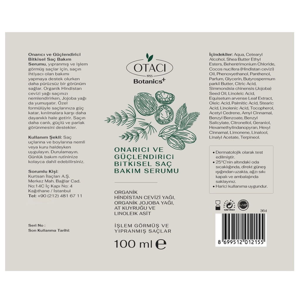 Otacı Botanics Repairing and Strengthening Herbal Hair Care Serum 100 ml