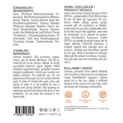 Jowe Anti-Blemish High Protection 50+SPF Sun Cream 60 ml