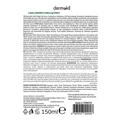 Dermokil 100% Natural Rose Water Dual Phase Micellar Makeup Cleansing Water 150 ml