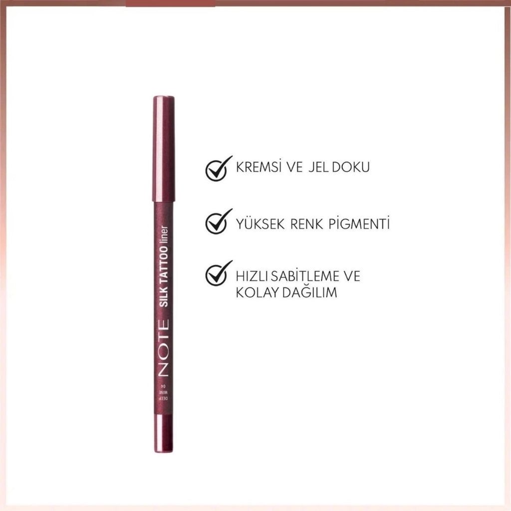 Note Silk Tattoo Liner Waterproof Silky Gel Eye Pencil 04 Deep Wine