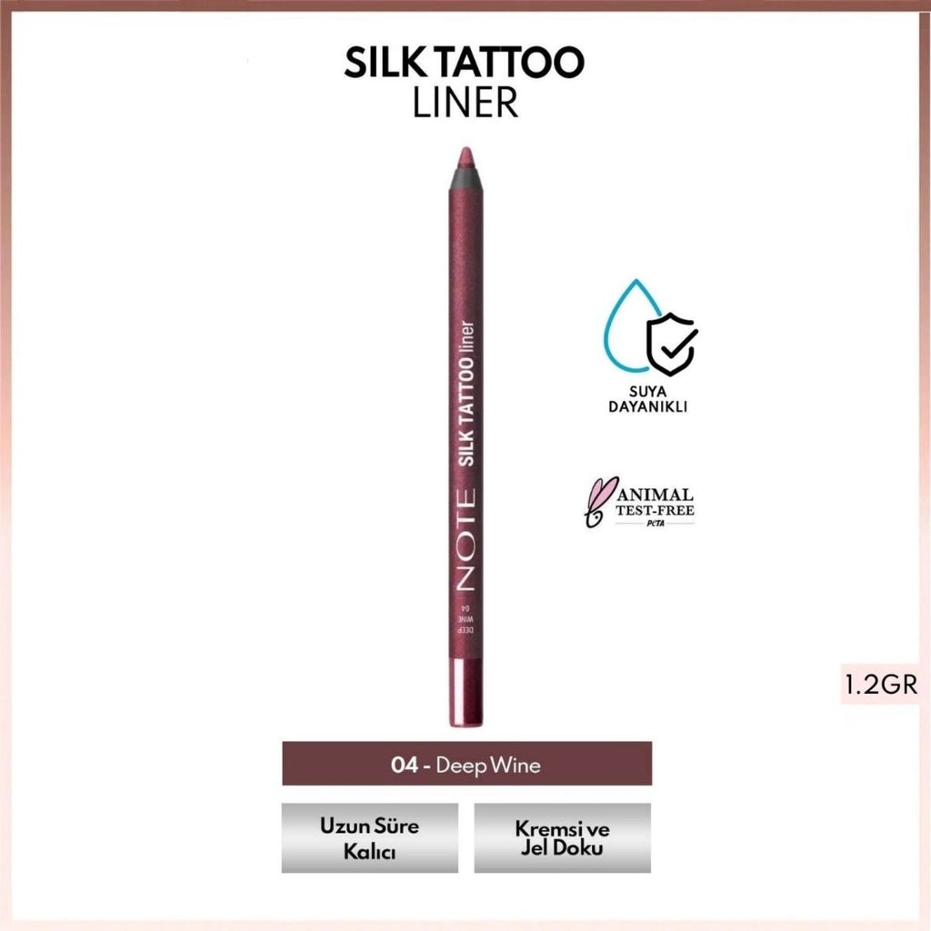 Note Silk Tattoo Liner Waterproof Silky Gel Eye Pencil 04 Deep Wine