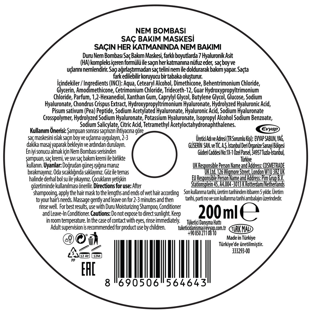 Duru Moisture Bomb Intensive Repair Hair Care Mask 200 ml