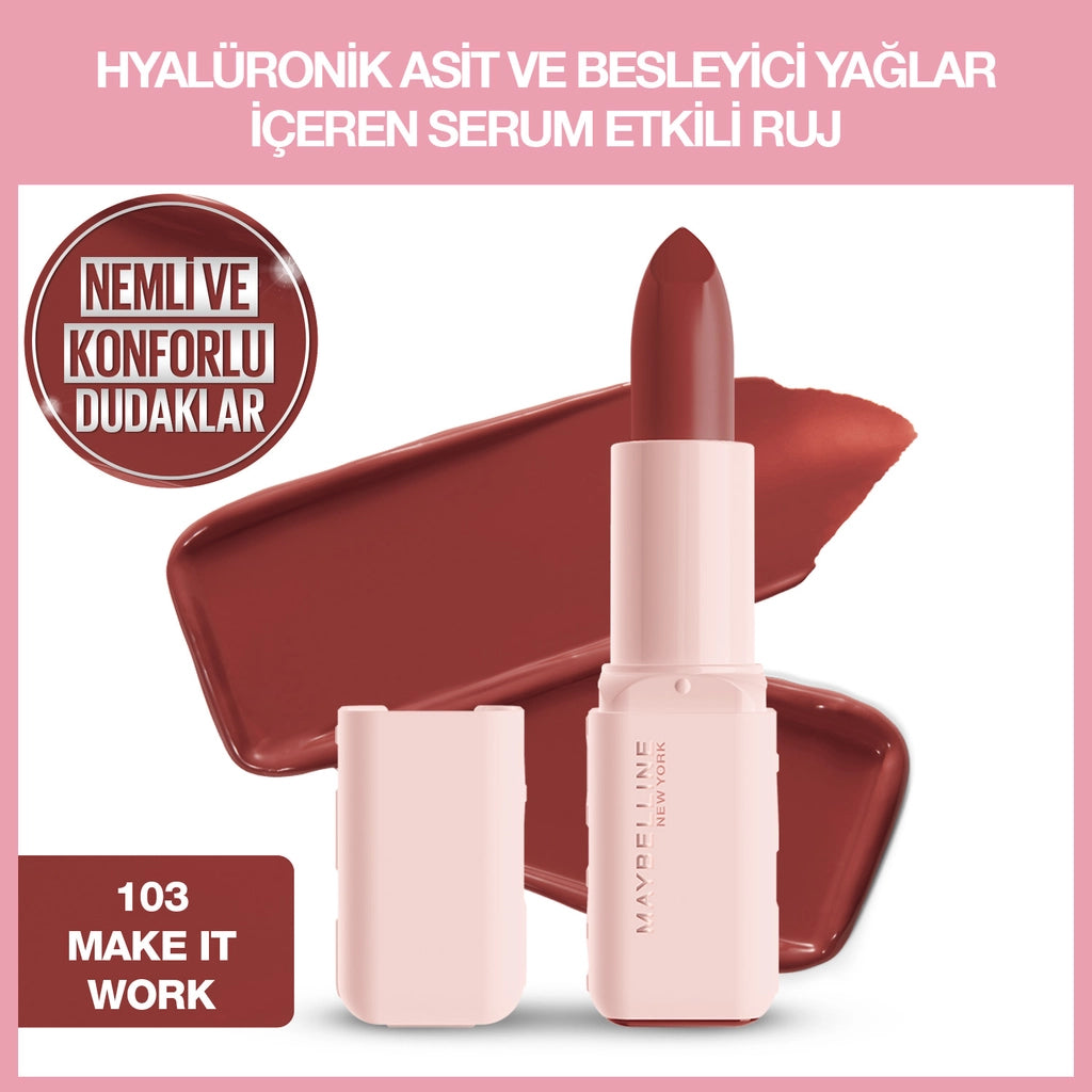 Maybelline New York Serum Effect Lipstick Containing Hyaluronic Acid and Nourishing Oil 004 Wild Card