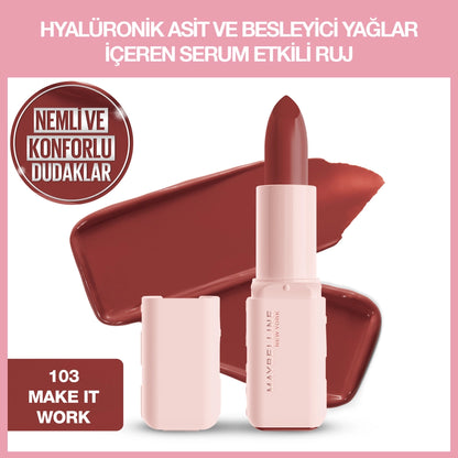 Maybelline New York Serum Effect Lipstick Containing Hyaluronic Acid and Nourishing Oil 004 Wild Card