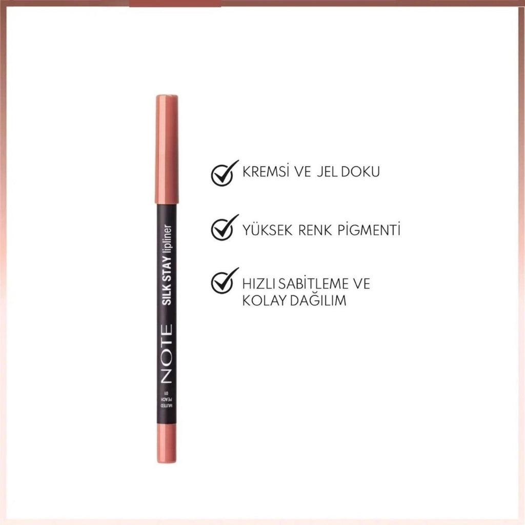 Note Silk Stay Lipliner Waterproof Silky Lip Pencil 01 Muted Peach