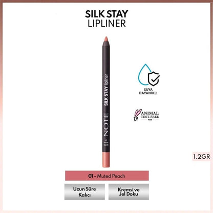 Note Silk Stay Lipliner Waterproof Silky Lip Pencil 01 Muted Peach