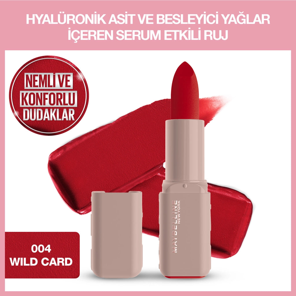 Maybelline New York Serum Effect Lipstick Containing Hyaluronic Acid and Nourishing Oil 004 Wild Card