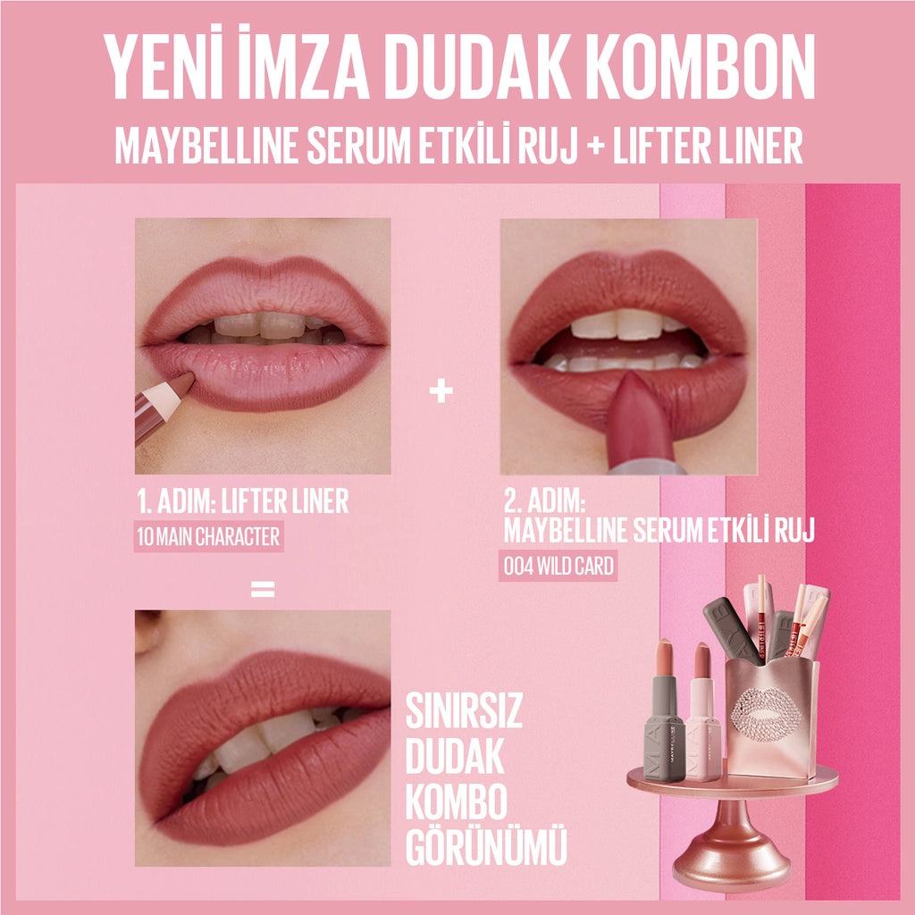 Maybelline New York Serum Effect Lipstick Containing Hyaluronic Acid and Nourishing Oil 004 Wild Card
