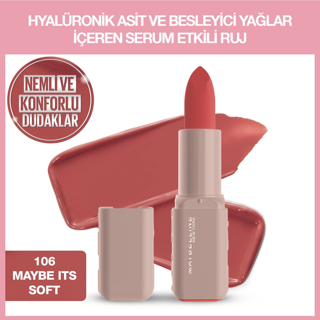 Maybelline New York Serum Effect Lipstick Containing Hyaluronic Acid and Nourishing Oil 004 Wild Card