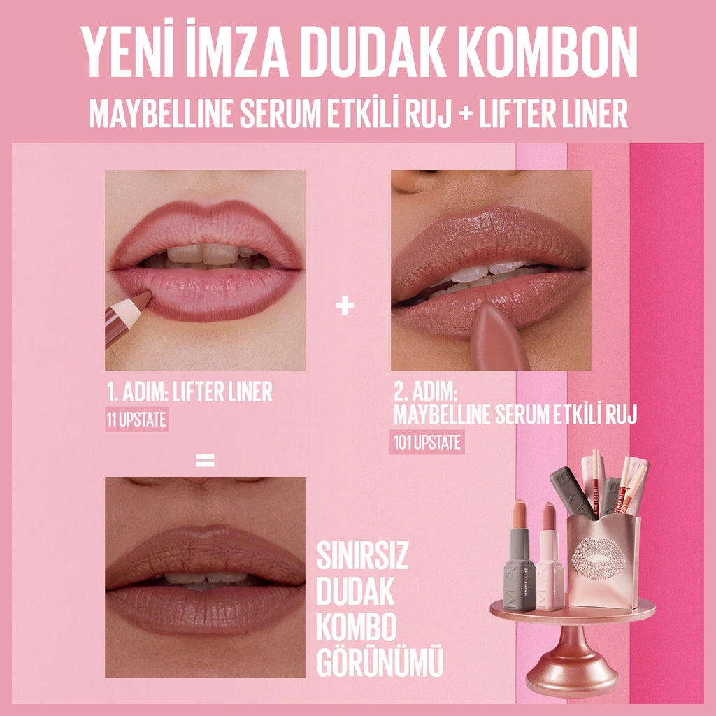 Maybelline New York Serum Effect Lipstick with Hyaluronic Acid and Nourishing Oil 101 Upstate
