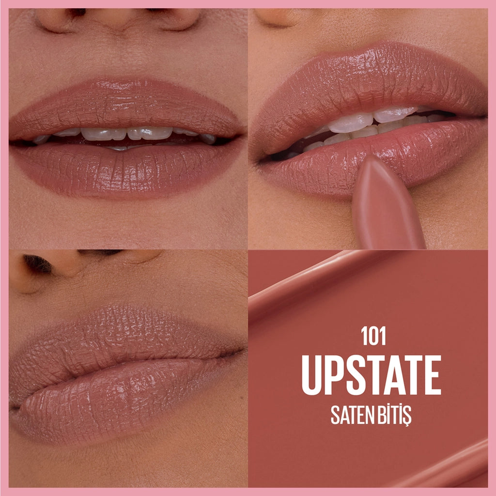Maybelline New York Serum Effect Lipstick with Hyaluronic Acid and Nourishing Oil 101 Upstate