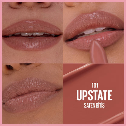Maybelline New York Serum Effect Lipstick with Hyaluronic Acid and Nourishing Oil 101 Upstate
