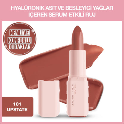 Maybelline New York Serum Effect Lipstick with Hyaluronic Acid and Nourishing Oil 101 Upstate