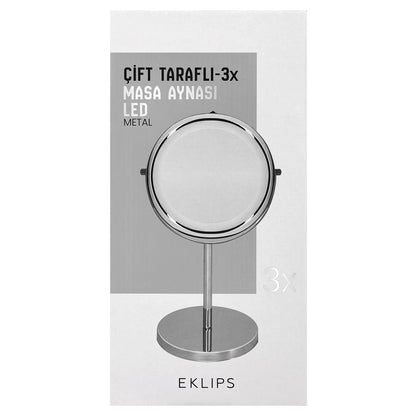 Eklips Metal Double Sided 3X Table Mirror Led