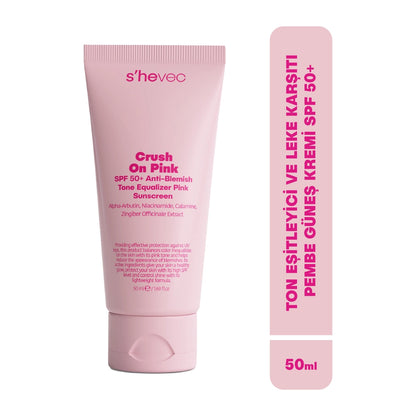 She Vec Crush On Pink Tone Evening, Anti-Blemish and Brightening Pink 50+SPF Sunscreen 50 ml