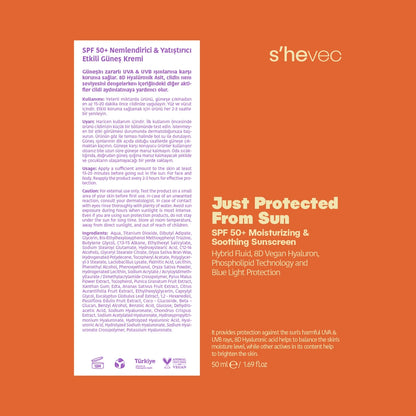 She Vec Just Protected From Sun Moisturizing, Repairing and Brightening 50+SPF Sun Cream 50 ml