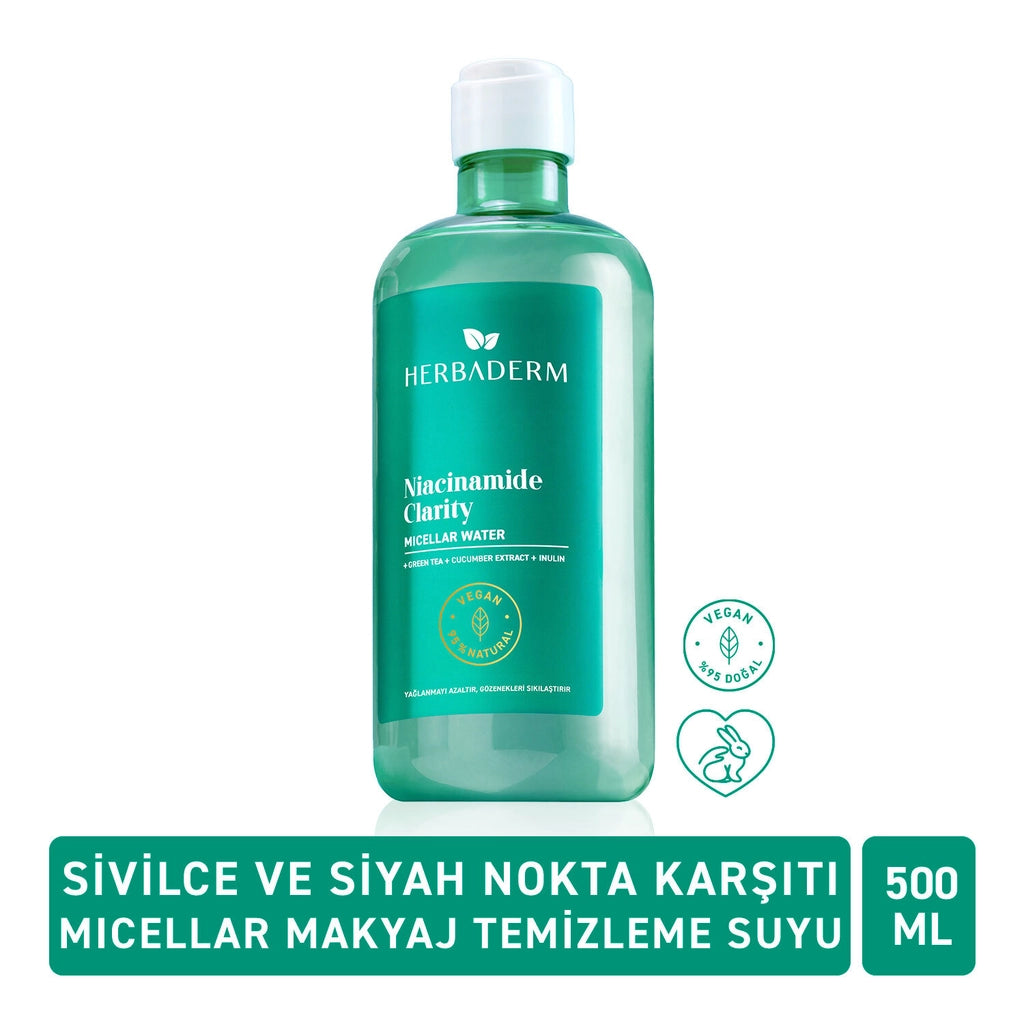 Herbaderm Niacinamide Clarity Anti-Acne Micellar Makeup Cleansing Water 500 ml