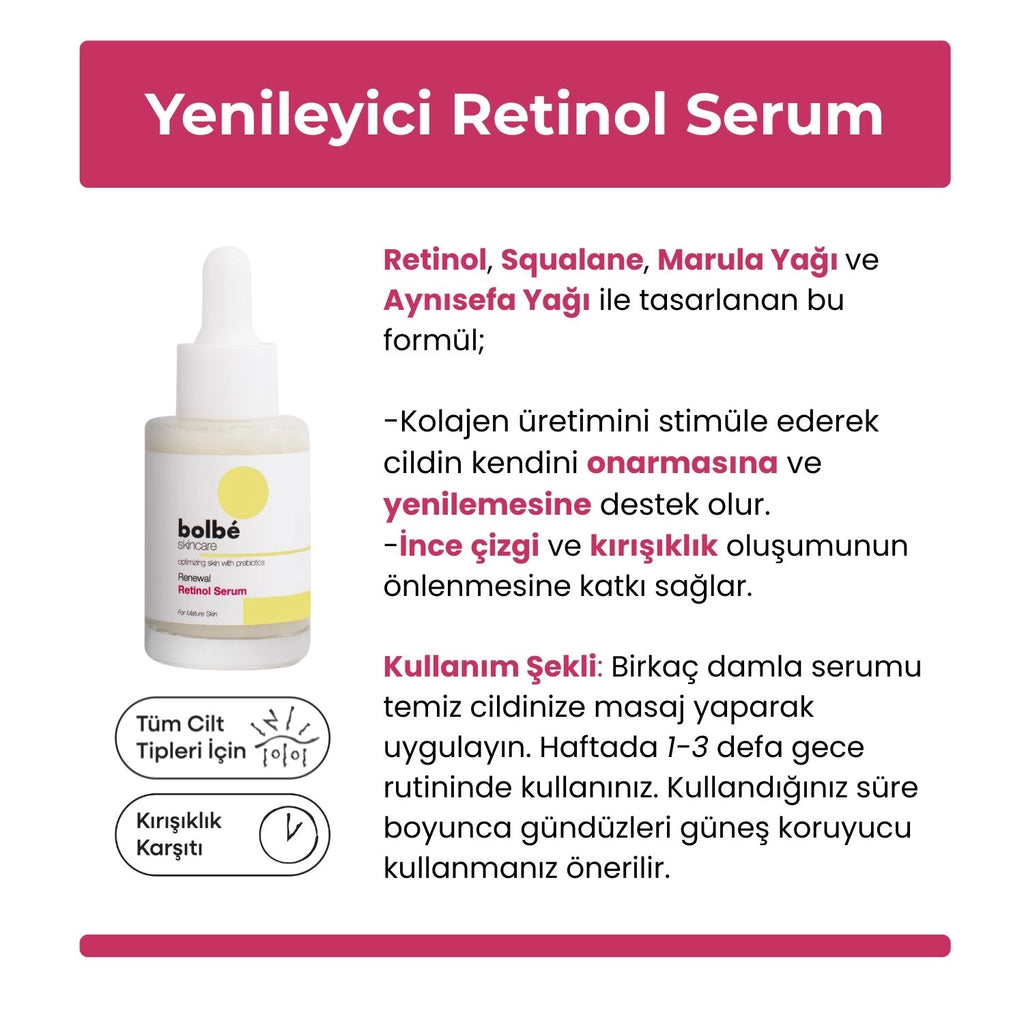 Bolbe Anti-Wrinkle, Firming and Renewing Retinol Night Serum 30 ml (Vitamin A)
