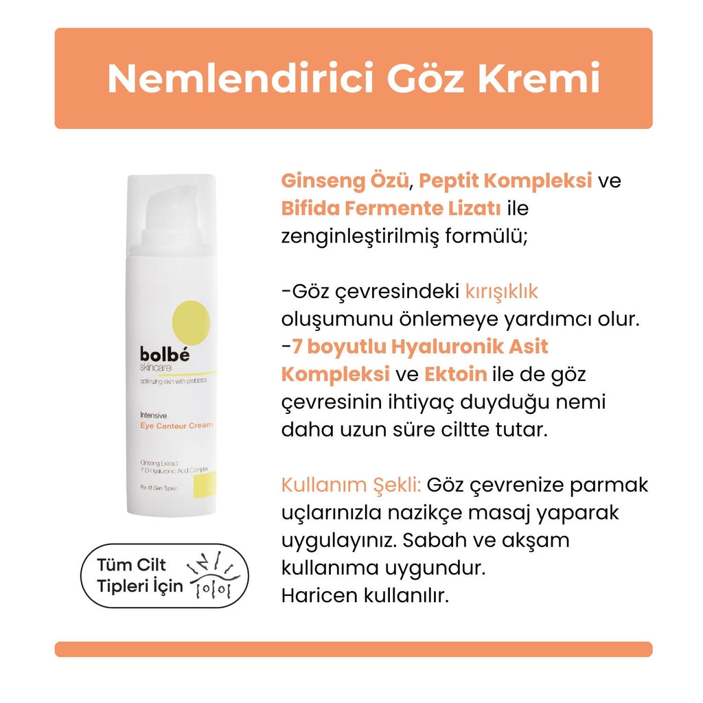 Bolbe Intense Moisturizing, Anti-Wrinkle and Anti-Dark Circle Peptide Containing Eye Contour Cream 30 ml
