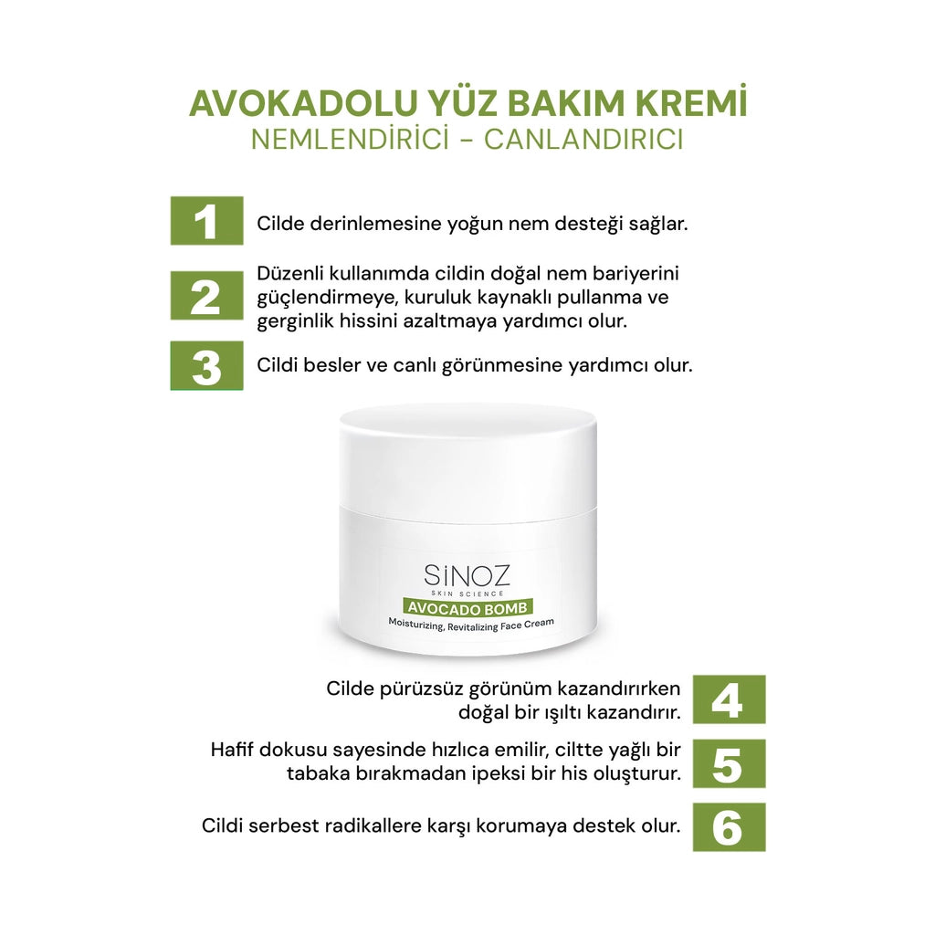 Sinoz Avocado Bomb Moisturizing and Revitalizing Face Cream 50 ml