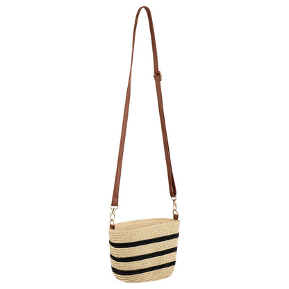 Eklips Ecru Striped Mini Straw Bag