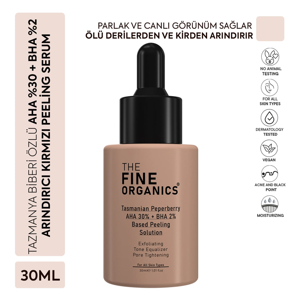 The Fine Organics Tasmanian Pepper Extract AHA 30% + BHA 2% Skin Tone Equalizing and Purifying Red Peeling Serum 30 ml