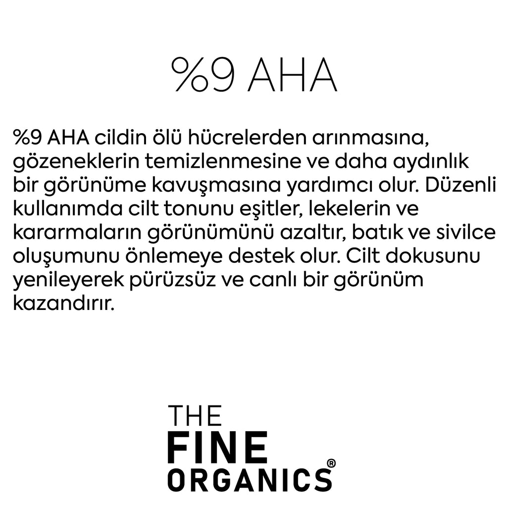The Fine Organics AHA 9% Anti-Acne, Blemish, Darkening and Ingrown Hair Purifying and Brightening Body Peeling Lotion 300 ml