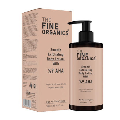 The Fine Organics AHA 9% Anti-Acne, Blemish, Darkening and Ingrown Hair Purifying and Brightening Body Peeling Lotion 300 ml
