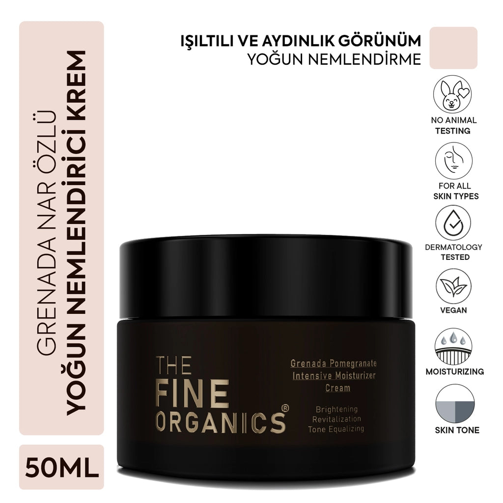 The Fine Organics Intensive Moisturizing, Brightening, Tone Equalizing Water Based Face Cream with Grenada Pomegranate Extract 50 ml