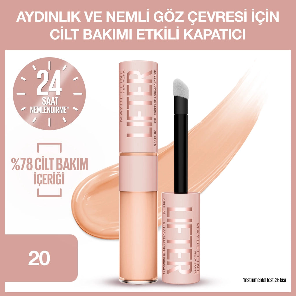 Maybelline New York Lifter Moisturizing and Brightening Concealer Containing Caffeine and Peptides 20