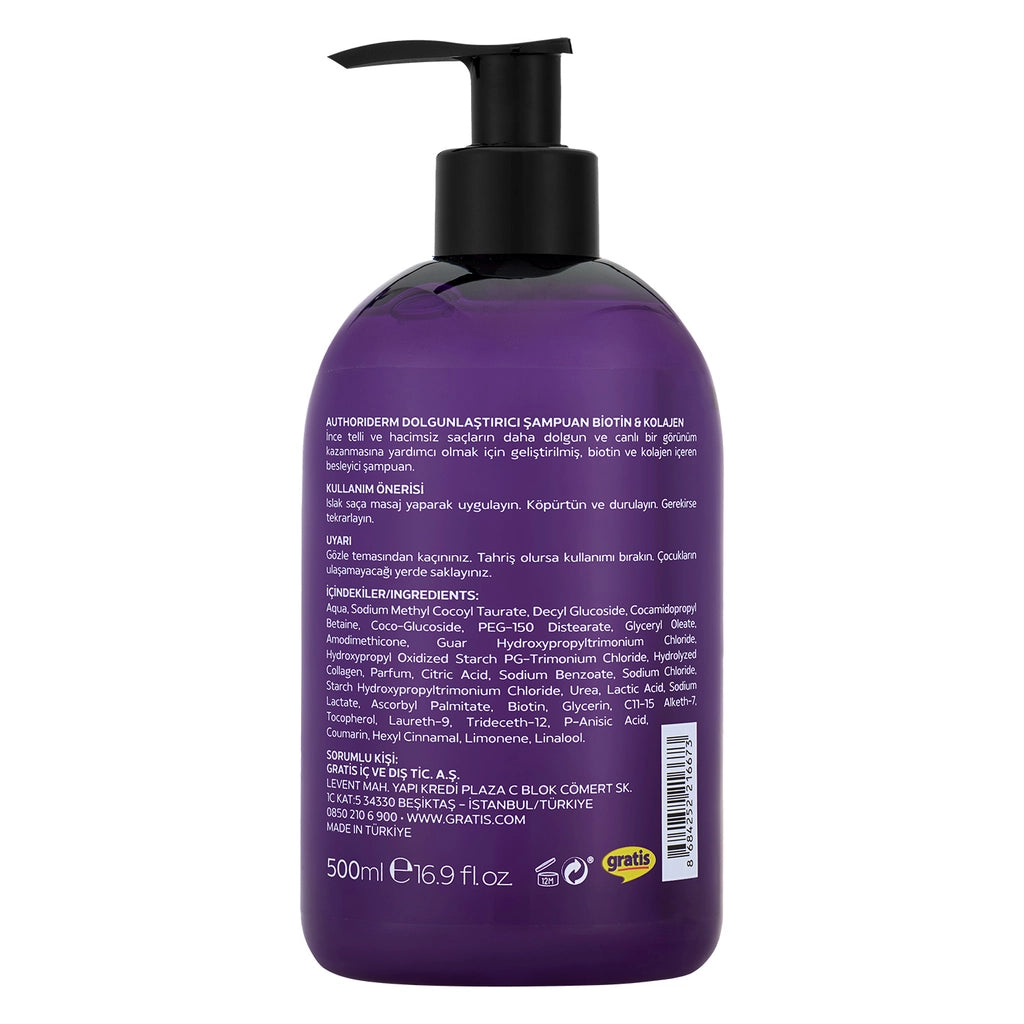 Authoriderm Biotin &amp; Collagen Plumping Shampoo 500 ml