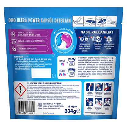 Omo Ultra Power Capsule Laundry Detergent 18 Capsules